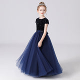 A Line Cap Sleeve Sequins Performance Dresses Flower Girl Dresses