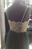 Prom Dresses Spaghetti Straps Floor-Length Tulle With Applique