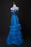 Cheap Prom Dresses Blue Sweetheart Floor Length Organza Taffeta Cz