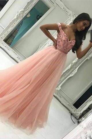 New Prom Dresses A-Line Off-The-Shoulder Tulle With Rhinestones