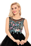 Homecoming Dresses A-Line Scoop Short/Mini Tulle With Beads&Appliques