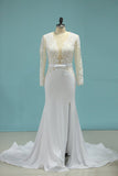 Scoop Wedding Dresses Mermaid With Sash And Slit