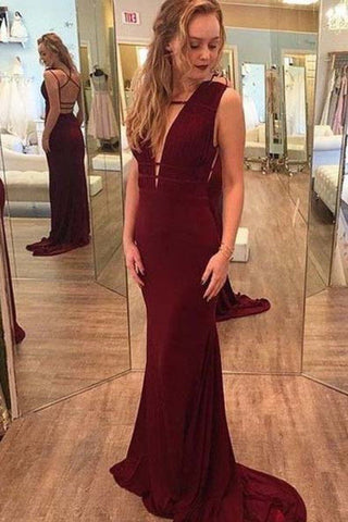 Spandex Evening Dresses V Neck With Ruffles Mermaid Sweep Train