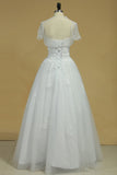 Floor Length Sweetheart Wedding Dresses With Beads And Applique Tulle