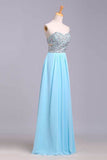 Prom Dresses A-Line Sweetheart Chiffon Floor Length With Beading/Sequins