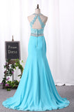 Prom Dresses Mermaid Scoop Chiffon With Applique And Slit