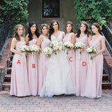 Simple Pink Mismatched A-Line Bridesmaid Dresses, Elegant Chiffon Bridesmaid Dress SJS15397