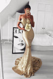 Sequins Prom Dresses Mermaid Off The Shoulder Court Train