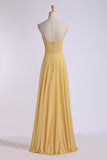 A-Line Chiffon Bridesmaid Dress Strapless Long Prom Evening Gown