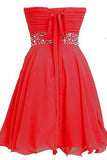 Short Chiffon Strapless Crystal Homecoming Dress D0263