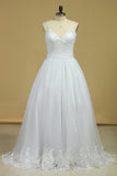 Wedding Dresses Spaghetti Straps Tulle With Applique And SJSPFGDEMAQ