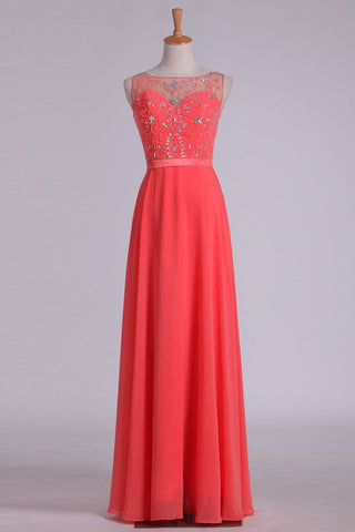 New Arrival Prom Dresses A Line Bateau Chiffon With Ribbon Sweep Train