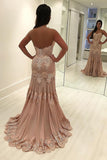 Sweetheart Mermaid Prom Dresses Chiffon With Applique