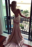 Spaghetti Straps Evening Dresses Mermaid With Applique Open Back