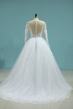 Wedding Dresses Scoop Long Sleeves A Line Tulle With Applique