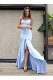 Mermaid Backless Prom Dresses Simple Bridesmaid Dress Satin Floor SJSP481AX65