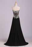 Prom Dresses Mermaid/Trumpet Black Sweetheart Chiffon With Rhinestone