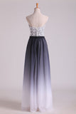 Gradient Color Sweetheart Prom Dresses A Line Chiffon Floor Length With Applique