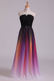 Prom Dresses A Line Sweetheart Sweep/Brush Chiffon Multi Color Ship Today