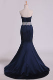 Evening Dresses Sweetheart Mermaid Court Train Satin With Beads