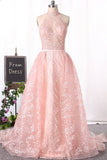 Gorgeous High Neck Lace Prom Dresses Floor-Length