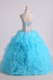 Beaded Bodice Sweetheart Balll Gown Quinceanera Dresses Floor Length