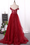 Off The Shoulder Prom Dresses Organza With Appliques Asymmetrical