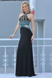 Prom Dresses Scoop Spandex With Beading Mermaid Sweep Train