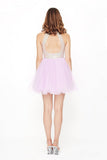 Homecoming Dresses Open Back Scoop Sequined Bodice Tulle Short/Mini