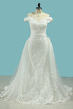 Wedding Dresses Sheath With Applique Sweetheart Detachable Train