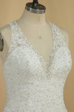 Wedding Dresses V Neck Organza With Applique And Beads Mermaid