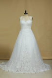 Wedding Dresses Scoop Tulle With Applique Court Train A Line