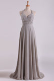 Prom Dresses A Line Halter Floor Length Chiffon