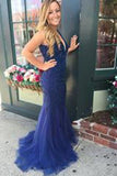 V-neck Beading Backless Long Mermaid Prom Dresses Evening Dresses JS550