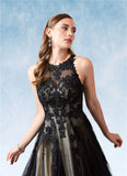 Peyton A-Line Lace Tulle Chapel Train Dress SJSP0020039