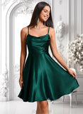 Sheila A-line Cowl Short Stretch Satin Homecoming Dress JLP0025664