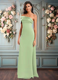 Peggie A-line Asymmetrical Off the Shoulder Floor-Length Satin Prom Dresses JLP0025884