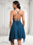 Melanie A-line Straight Asymmetrical Chiffon Homecoming Dress JLP0025721