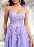 Taliyah A-line V-Neck Short Tulle Lace Homecoming Dress JLP0025640