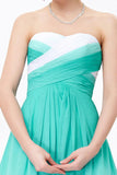 Simple Unique Ombre Green Spaghetti Straps Sweetheart A-Line Chiffon Prom Dresses UK JS362