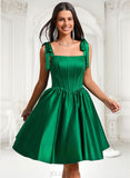 Phyllis Ball-Gown/Princess Straight Short Satin Homecoming Dress With Bow JLP0025645