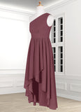 Vivienne A-Line Pleated Chiffon Asymmetrical Junior Bridesmaid Dress SJSP0019990