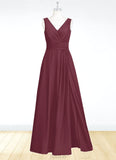 Joyce A-Line Pleated Chiffon Floor-Length Dress SJSP0019671