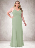 Nina Mermaid Ruched Chiffon Floor-Length Dress SJSP0019779