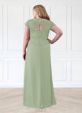 Maud A-Line Lace Chiffon Floor-Length Dress SJSP0019894