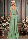 Jasmine Trumpet/Mermaid Off the Shoulder V-Neck Floor-Length Chiffon Bridesmaid Dress JLP0025810