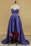 Bicolor Sweetheart With Beads Prom Dresses Satin Asymmetrical