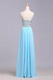 Prom Dresses A-Line Sweetheart Chiffon Floor Length With Beading/Sequins