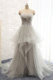 New Arrival Prom Dresses A-Line Sweetheart Lace Up Back With Belt And Ruffles