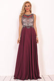 New Arrival Scoop Open Back Prom Dresses With Beading Chiffon